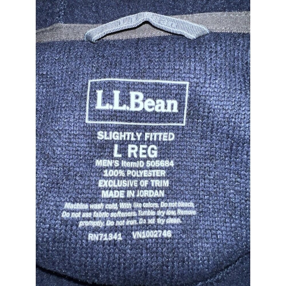 L.L. Bean Men’s Hooded Slightly Fitted Sweater Fleece 1/4 Snap Pullover Top L Rg - Picture 10 of 12